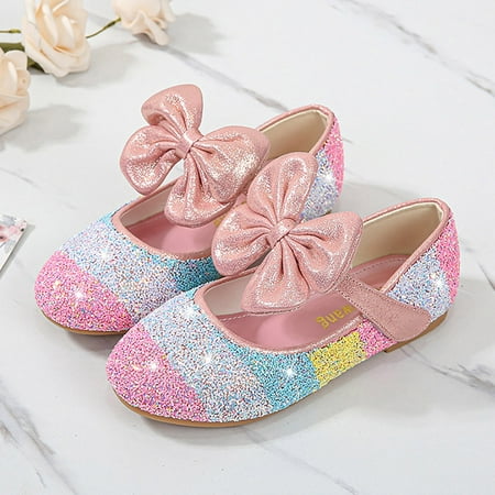 

Dyfzdhu Girls Sandals Baby Princess Shoes Sequin Rhinestone Bow Sandals Dancing Shoes