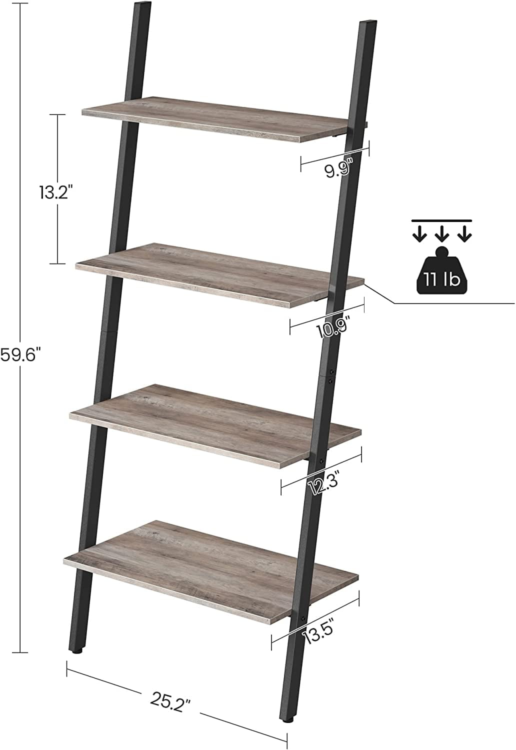 Ladder Shelf, Standing Shelf, Wooden Shelf RELA Made of Solid Oak, 170x 48  Cm. Design Shelf With 4x Shelves -  Norway