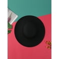 thumbnail image 2 of Women Wide Brim Flat Top Hat Formal Classic Bowler Boater Hat Felt Derby Church Cap, 2 of 6