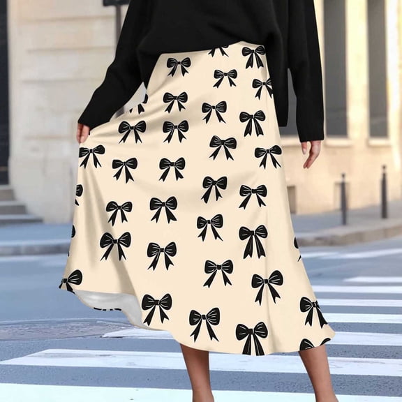 Summer Skirts for Women Satin Boho Long Maxi Skirt Trendy Floral High Waist A Line Beach Skirt Vacation Outfit Khaki L