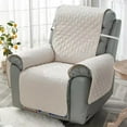thumbnail image 4 of 1 Seater Recliner Sofa Cover Quilted 3-Layers Reclining Relax Armchair Protector Mat for Living Room Furniture with Anti-Slip Backing for Pets and Cats and Dogs, Beige, 4 of 4