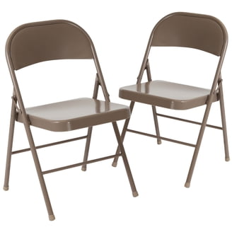 Flash Furniture Hercules Folding Chair 2-Pack - 330 Lb Capacity White Plastic Seat, Gray Steel Frame