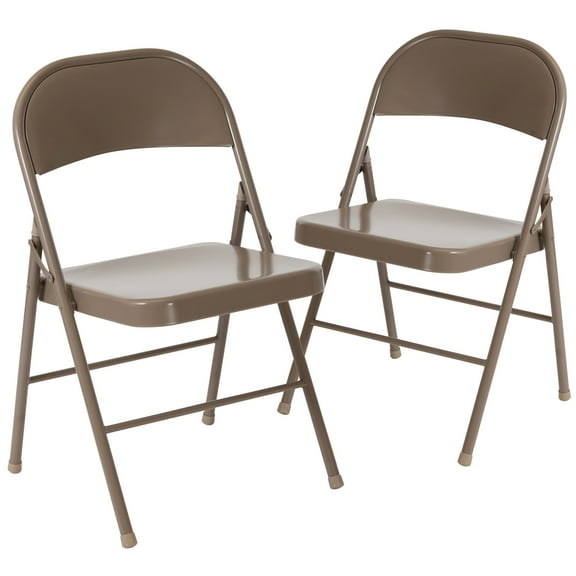 Flash Furniture 2 Pack HERCULES Series Double Braced Beige Metal Folding Chair