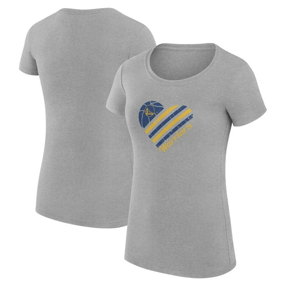 Women's G-III 4Her by Carl Banks Heather Gray Golden State Warriors Super-Slim Fit Lightweight Heart T-Shirt