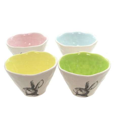 Tabletop Rabbit Bowl St/4 Ceramic Bunny Easter Candy Dh0034s