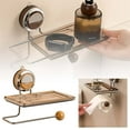 thumbnail image 1 of Rack Storage Solution Wall Mounted Suction Cup Toilet Paper Holder and Walnut Perforation Storage Rack for Bathroom Organization, 1 of 6