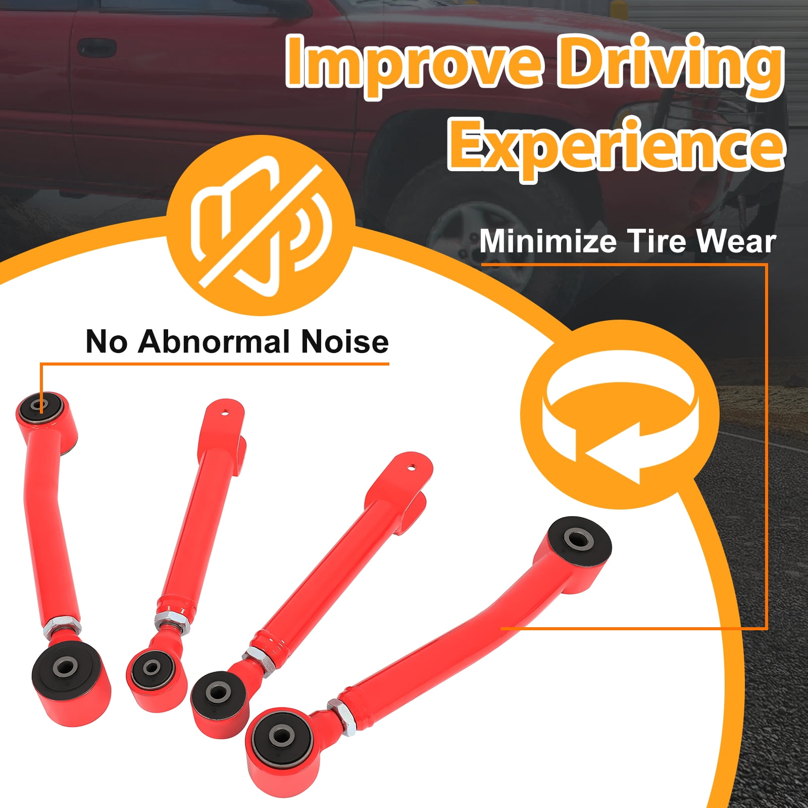 KOJEM 0-8" Lift Front Upper Control Arm Kit Fit for 1985-2006 Jeep Cherokee XJ Comanche MJ Grand Cherokee ZJ Wrangler LJ TJ Suspension Arm Kit Tubular Steel Powder Coated Red