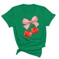 thumbnail image 2 of Rezuofi 1 Pcs Women's Graphic Vintage Tees Cherry Bow Letter Print Round Neck T Shirt Casual Summer Short Sleeve Trendy Tops, 2 of 5