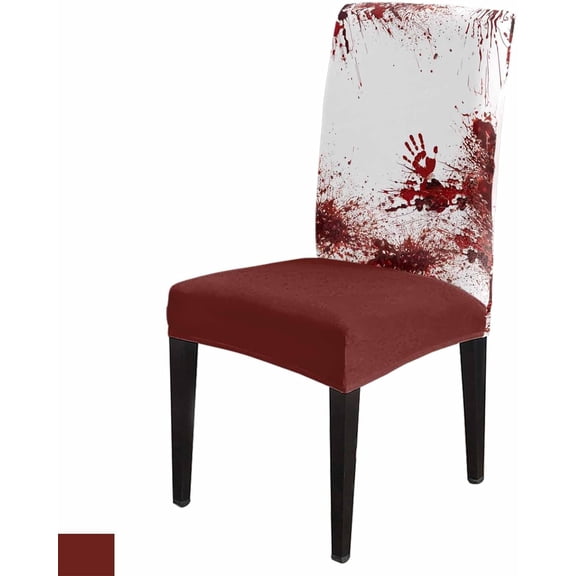 Halloween Dining Room Chair Covers Set of 6, Bloody Handprint Horror Blood Stretch Chair Slipcovers Removable Washable Seat Cover Chair Protectors for Kitchen Home, Hotel Banquet