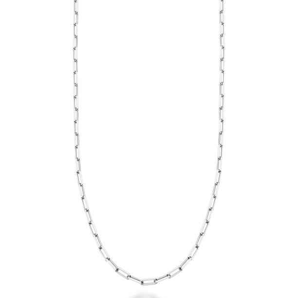 Solid 925 Sterling Silver Italian 2mm Paperclip Link Chain Necklace for Women