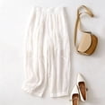 thumbnail image 4 of Cagogo Womens Plus Size Wide Leg Flowy Casual Ankle Pants Elastic Waist Loose Floral Trousers for Party Beach Work, White 3XL, 4 of 5