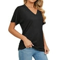 thumbnail image 6 of Joyutrip Women Short Sleeves V Neck Solid Color Side Ruched Tunic Shirt Top, 6 of 6