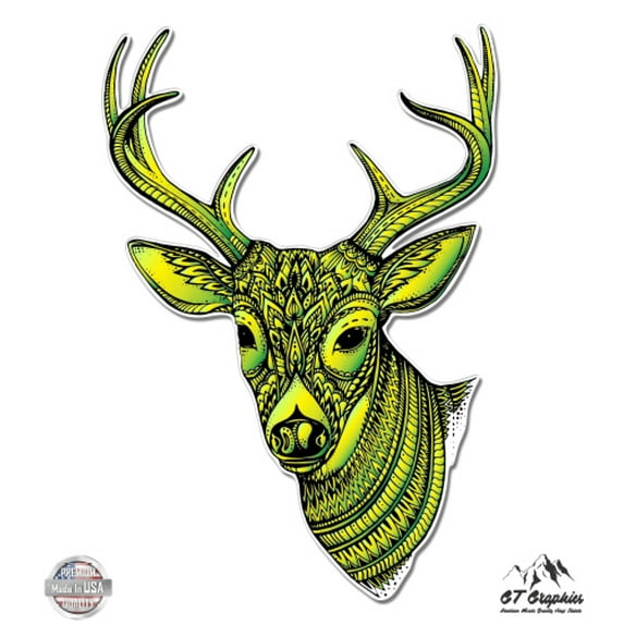 Deer Buck Colorful Art Design - 12" Vinyl Sticker Waterproof Decal
