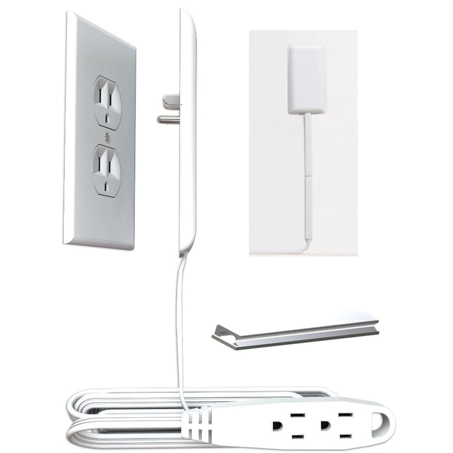 Sleek Socket UltraThin Outlet Cover w/ 3Outlet Power Strip And 9