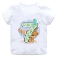 thumbnail image 3 of Camiseta de algodón con estampado de lazo y número 1-9 para niños y niñas, regalo de cumpleaños, oso de dibujos animados, divertida camiseta de cuello redondo para niños, 3 of 5
