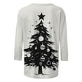 thumbnail image 4 of Feancey Womens Christmas Shirts Dressy Casual 3/4 Sleeve Round Neck Blouse Novelty Xmas Tree Print Loose T-Shirt Loose Fit Crewneck Pullover Tees Gray 3XL, 4 of 5