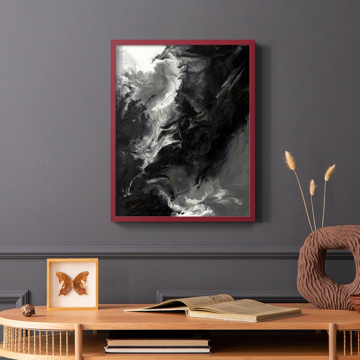 Changes Framed Print in Red Solid Wood Framed Print No Nail Hanging