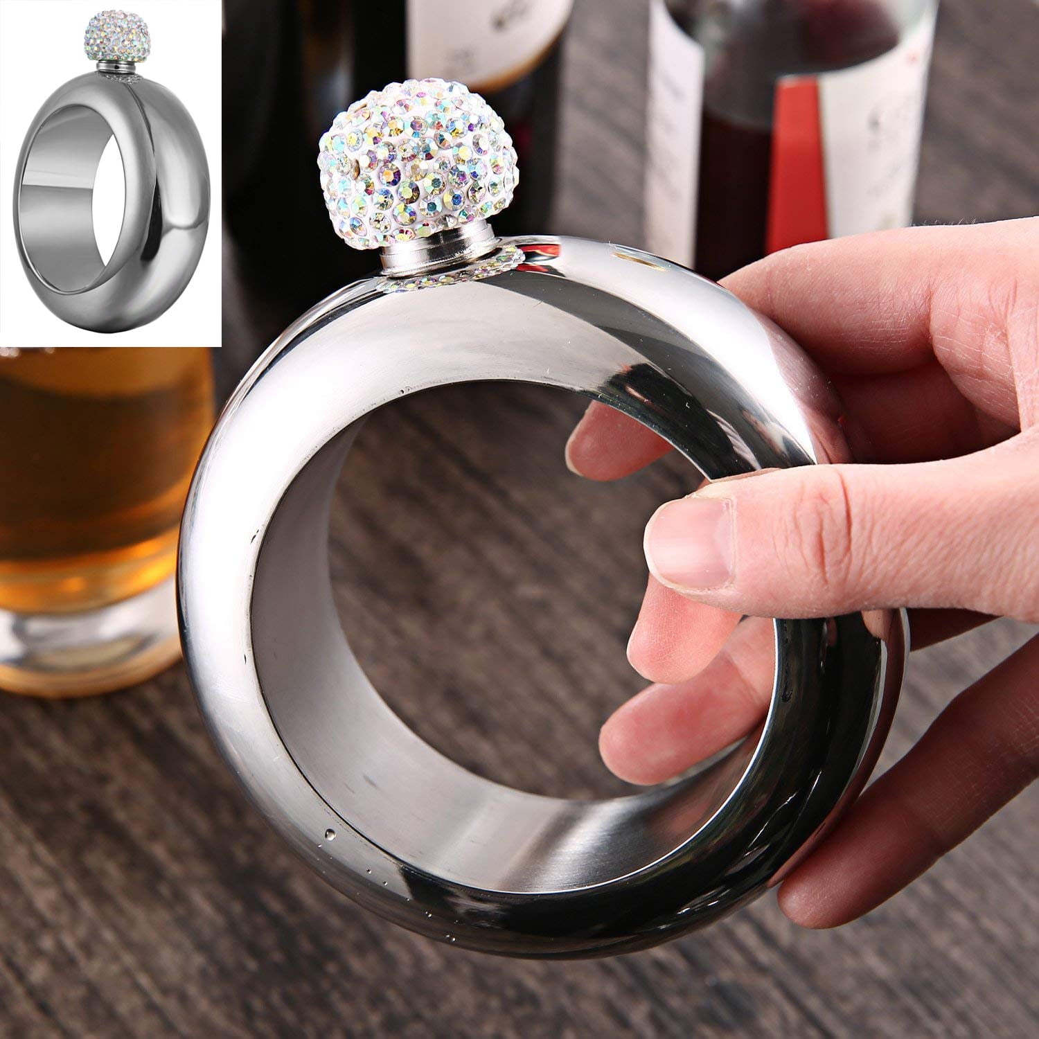 Party Bracelet Bangle Flask With Handmade Cap Stainless Steel Party Accessory For Women Girls Hidden Liquor Flask With Luxury Box And Funnel 