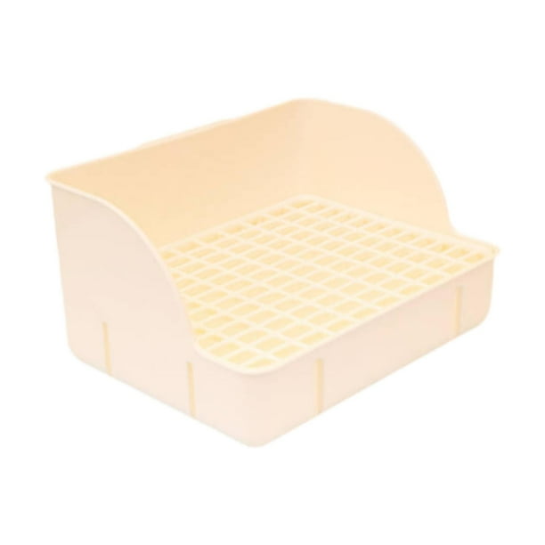 Caja de arena para conejos, bandeja para orinar, inodoro para mascotas, inodoro para animales pequeños beige