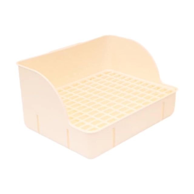 Caja de arena para conejos, inodoro esquinero, orinal con fondo de malla antisalpicaduras beige