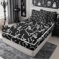 thumbnail image 2 of Erosebridal Halloween Skeleton Zipper Queen Comforter Set with Fitted Sheet and 2 Pillowcases,Gothic Theme Zipper Bedding Set,Black,Reversible, 2 of 7
