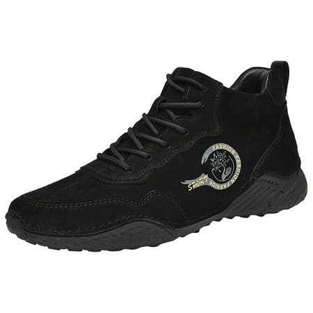 XDDST Men s Ankle Boots & Booties New Spring and Autumn Men s Leather Shoes Korean Fashion Lace Up Short Boots Shoe
