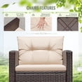 thumbnail image 4 of 3 Pieces Patio Furniture Sets Outdoor PE Rattan Wicker Chairs with Soft Cushion and Glass Coffee Table for Garden Backyard Porch Poolside, Beige, 4 of 7
