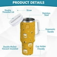 thumbnail image 4 of 30 oz Insulated Stainless Steel Tumbler Double Wall Stainless Steel Tumbler with 2-Way Drinking Honey Jars and Bees Pattern, 4 of 9