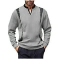 thumbnail image 2 of Zylanna Men's Long Sleeve T-Shirts, Loose Homewear V-Neck Solid Color Casual Tops for Men Gray, 2 of 9