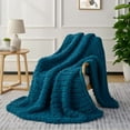 thumbnail image 4 of Chunky Knit Blanket Throw: 80''x90'' Chenille Chunky Knitted Throw Blankets for Bed Couch - Handmade Thick Big Cable Knit Blanket - Large Crochet Rope Blankets for Home Decor(Blue), 4 of 7