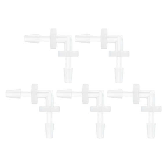 Unique Bargains Plastic Hose Barb Fitting 3/32" Hose Barb 90 Degree Elbow L Fitting Aquarium PP Clear 5 Pcs
