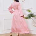 thumbnail image 5 of Wancir Womens Muslim Abaya Dress One-Piece V Neck Dress Islamic Full Length Kaftan Daily Casual Dress, 5 of 6