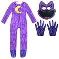 thumbnail image 4 of Disfraz de cosplay de S-Smiling C-Critters, gato morado sonriente, mono con máscara de oso para el día de los perros, conjunto de pijama para niños y niñas, disfraz de Halloween, 4 of 5