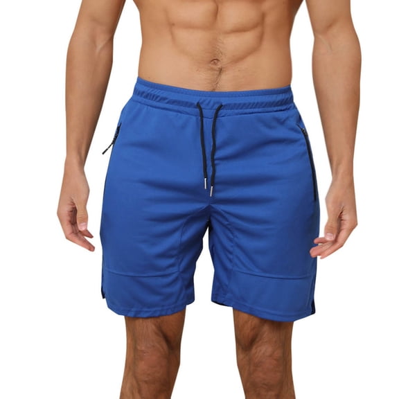 Viikei Men's Shorts for Sports and Leisure,Men's Fashion Casual Solid Color Drying Elastic Rope Waist Casual Sports Shorts Blue XS