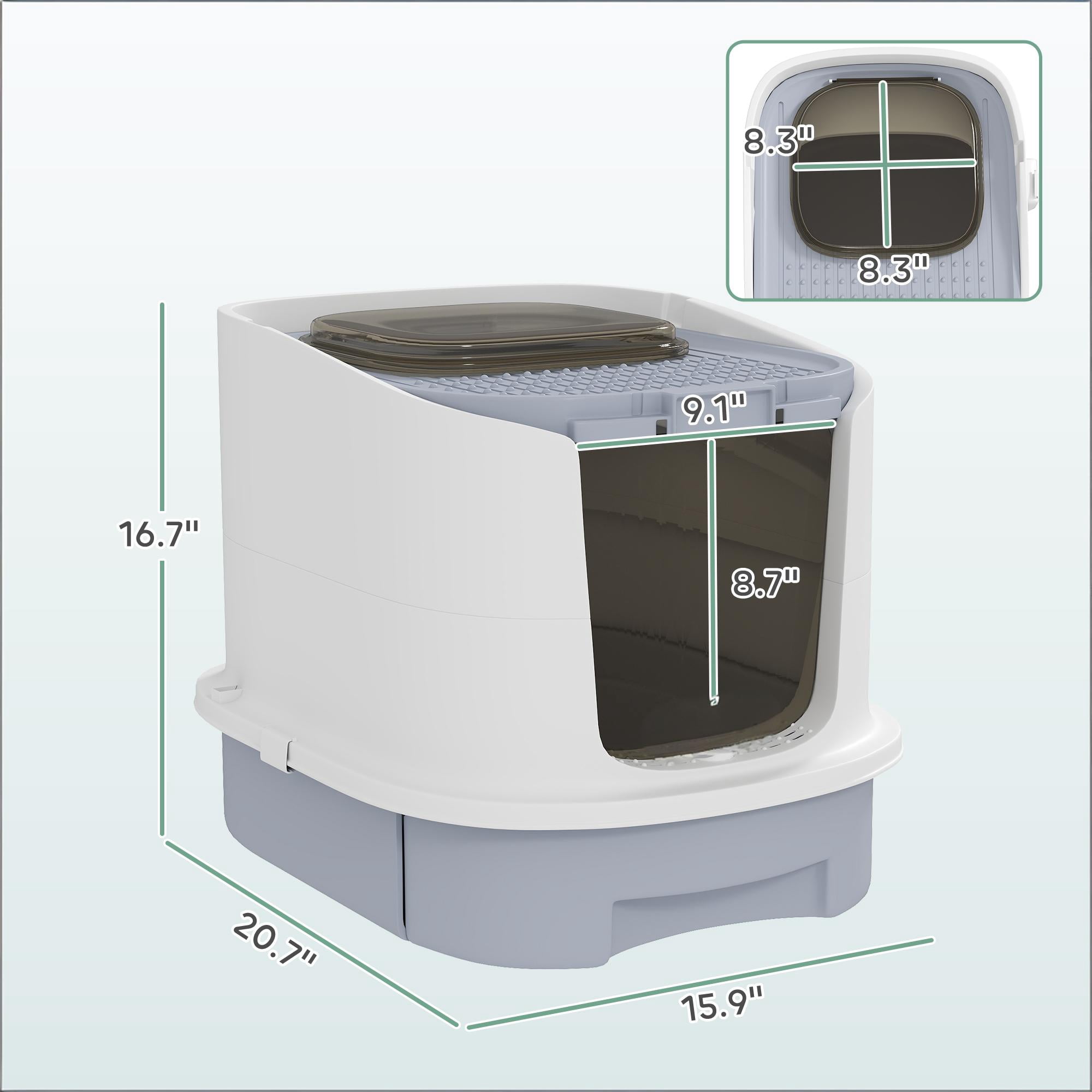 Covered Cat Litter Box with Front Entry Top Exit, Removable Drawer Easy Clean Litter Box with Scoop and 2 Deodorizing Bags, Reversible Door No Assembly Enclosed Cat Toilet for Cats Under 10 lbs