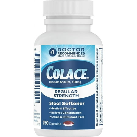 Colace® Regular Strength Stool Softener for Constipation Relief, 100mg Capsules, 250 Ct
