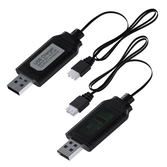 MMOBIEL USB Charger Cable 2-Pack for 7.4V LiPo Li-ion RC Batteries