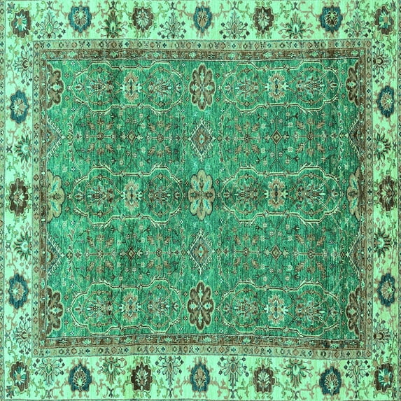 Ahgly Company Indoor Square Oriental Turquoise Blue Traditional Area Rugs, 8' Square