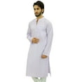 thumbnail image 2 of Atasi Men's Plain White Polyester Long Shirt Festive Summer Casual Kurta-Small, 2 of 7