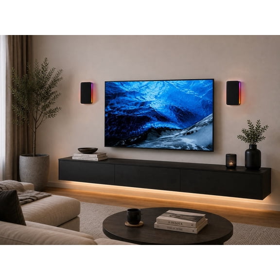 Technical Pro Wall720 Wall-Mounted Bluetooth Speaker Pairing System with TWS & LED Lights - Black