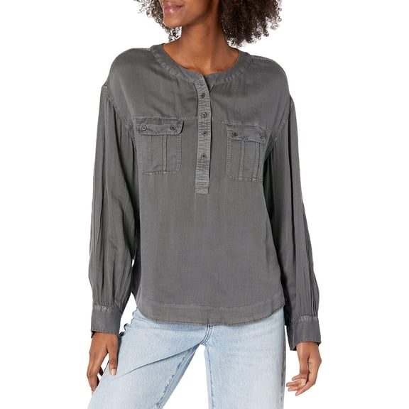 $80 Lucky Brand Long Sleeve Neck Utility Pocket Button Down Shirt Size XS