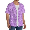 thumbnail image 2 of Goofa Lilac Glittering Printed Men's Casual Short-sleeved Shirt,Lightweight Breathable Button-down,Summer Casual men's top,Versatile Fashion shirt-, 2 of 7