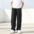 thumbnail image 5 of Jessboyy Sweatpants for Boys Loose Fit Straight Leg Open Bottom Sweatpant with Pockets Elastic Waist Casual Fall Winter Boy Pants Black,9-10 Years, 5 of 9