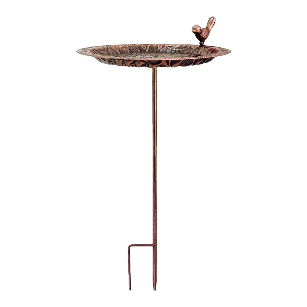 Tizuqe Frostproof Metal Bird Bath Outdoor Water Feeder With Decorative Leaf Motifs Suitable For Wildlife Birds Standing Basin