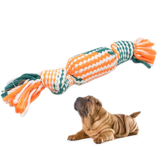 Bangcool Dog Rope Toy Cotton Tough Interactive Dog Squeak Toy Puppy Teething Rope for Dog
