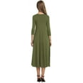 thumbnail image 2 of Women's 3/4 Sleeve A-line and Flare Midi Long Dress, 2 of 2