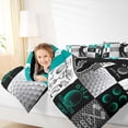 thumbnail image 4 of jejeloiu Golf Ball Game Twin Comforter Sets,Patchwork Geometric Plaid Bedding Set For Men Women Reversible 2pcs, 4 of 8