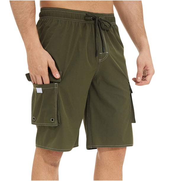 Augper Swim Trunks Fashion Men's Elastic Waistb and Beam Beach Line Belt Casual Sports Shorts
