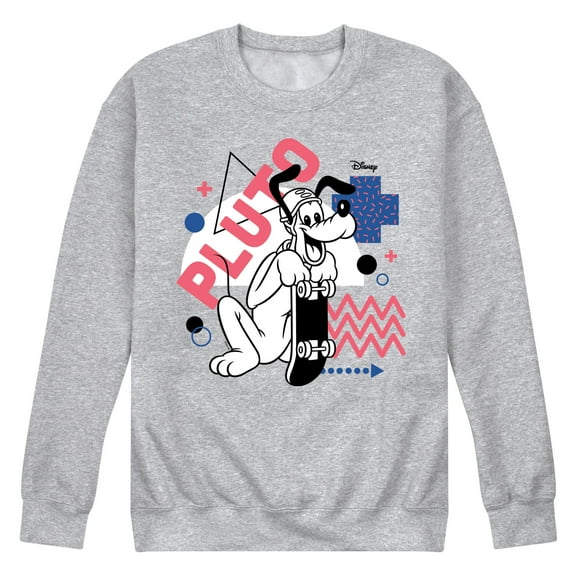 Disney - Mickey & Friends - Pluto Skates Too - Retro Style - Men's Crew Neck Fleece Pullover