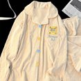 thumbnail image 2 of SpongeBob SquarePants Women's Island Velvet & Velvet Jacquard Autumn Winter New Lapel Warm Loungewear Set, 2 of 8